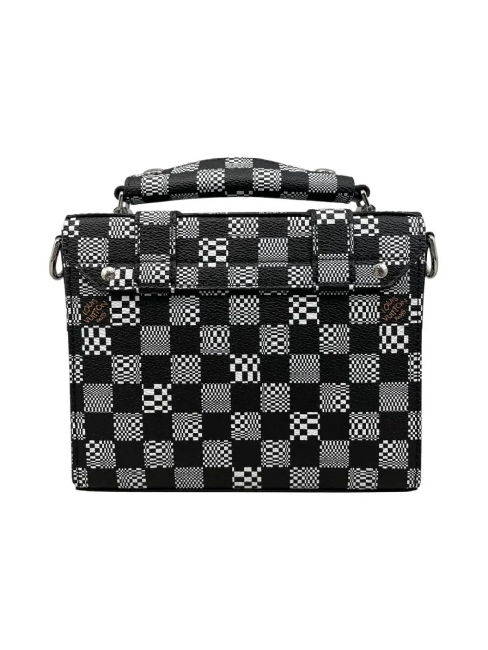 Louis Vuitton Shoulder Bag Flap Soft Trunk Damier Distorted Black White